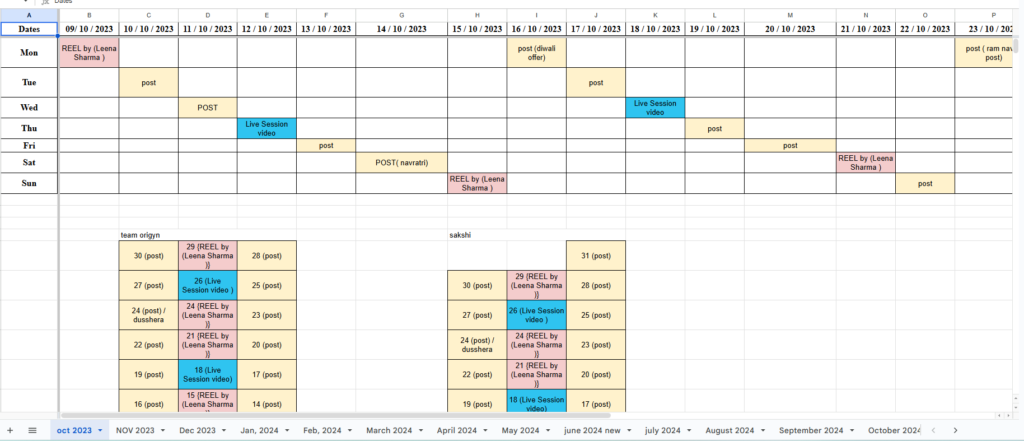 social media calendar